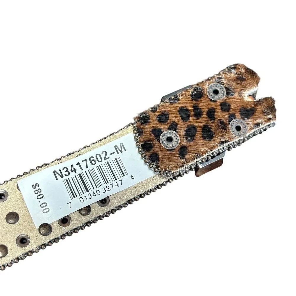 Nocona Women's Leopard Print‎ Rhinestone Western Belt Size M